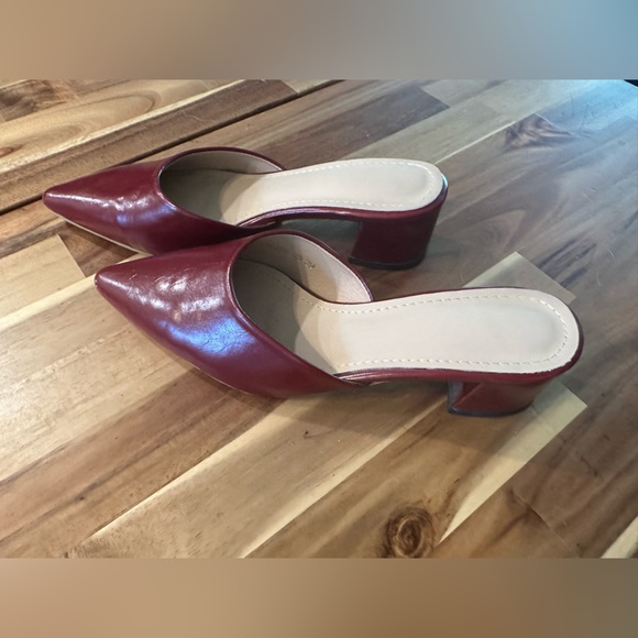 Burgundy |Pointed-Toe Slip-On Heel Shoes| US8/ EU 39 - Picture 1 of 7